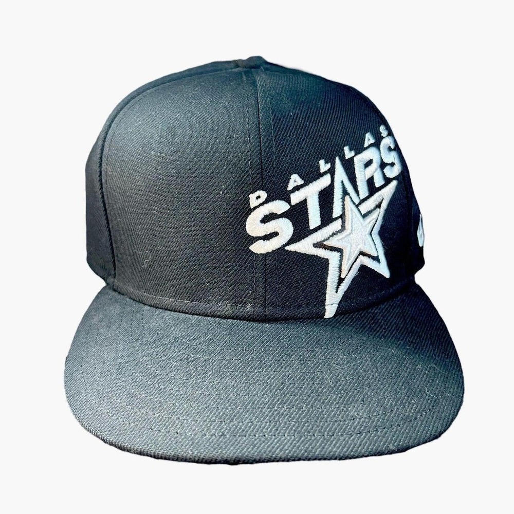 New Era Dallas Stars NHL 59FIFTY Fitted Hat Size 7 3/8 Black Wool Flat Brim Cap